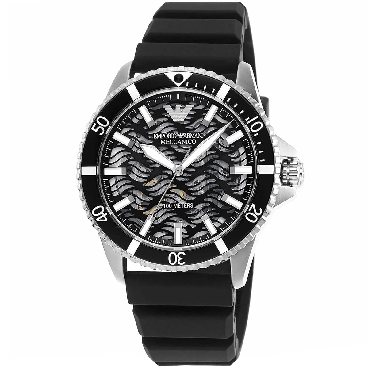 Emporio Armani Men’s Automatic Black Silicone Strap Black Dial 42mm Watch AR60062
