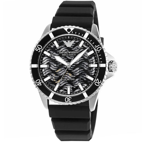 Emporio Armani Men’s Automatic Black Silicone Strap Black Dial 42mm Watch AR60062