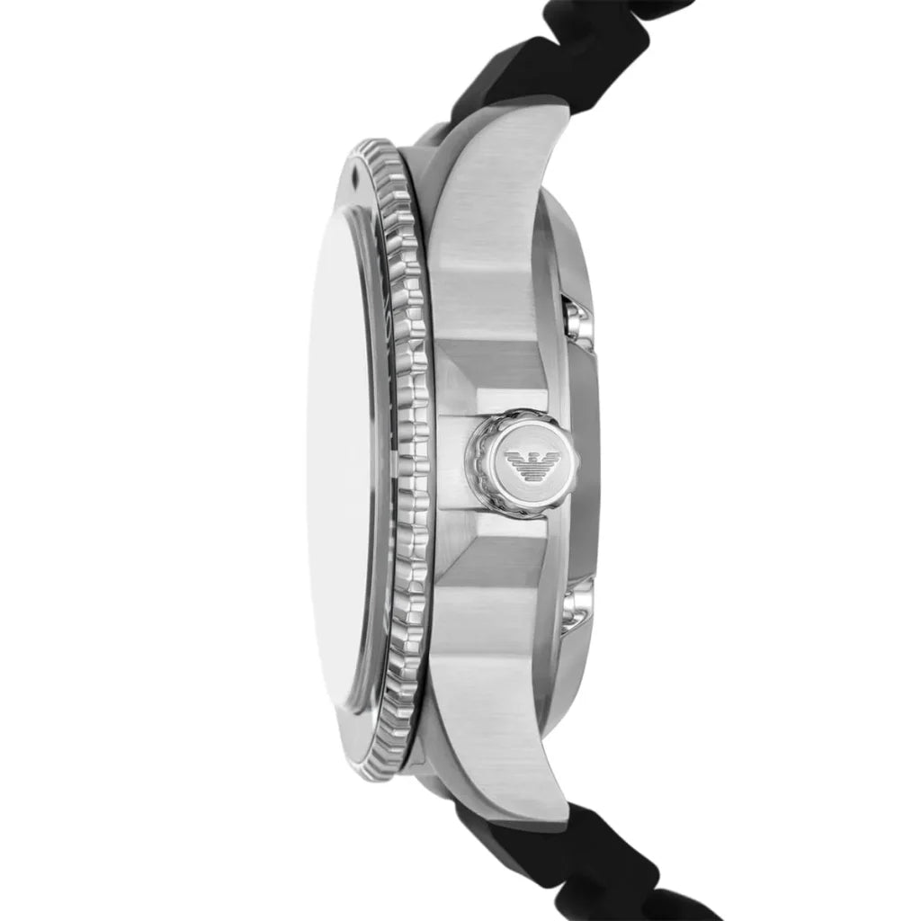 Emporio Armani Men’s Automatic Black Silicone Strap Black Dial 42mm Watch AR60062