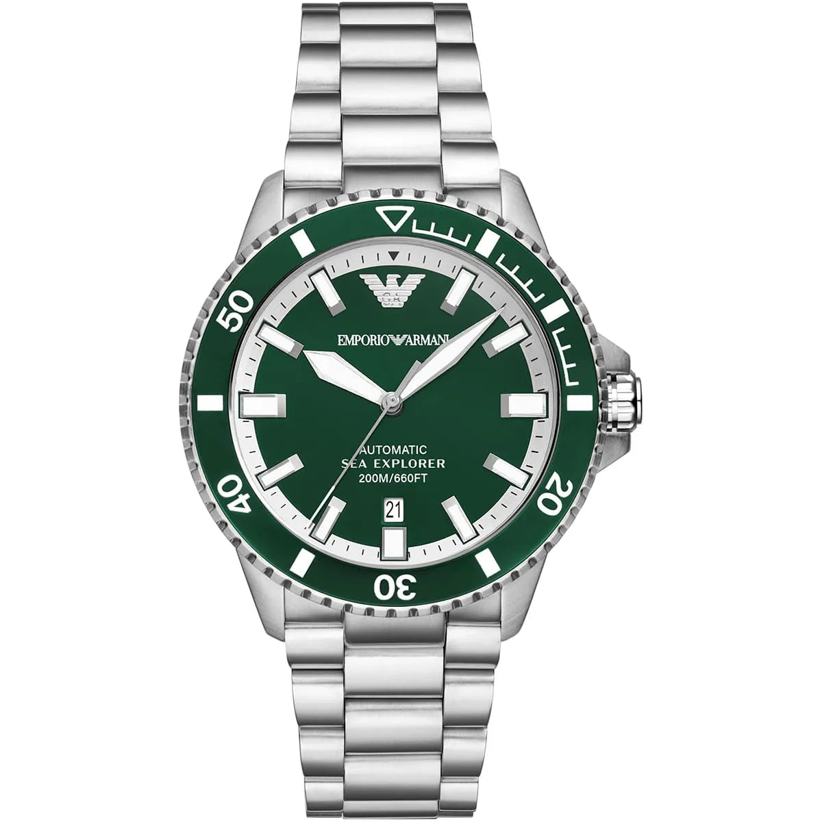 Emporio Armani Men’s Automatic Silver Stainless Steel Green Dial 42mm Watch AR60080