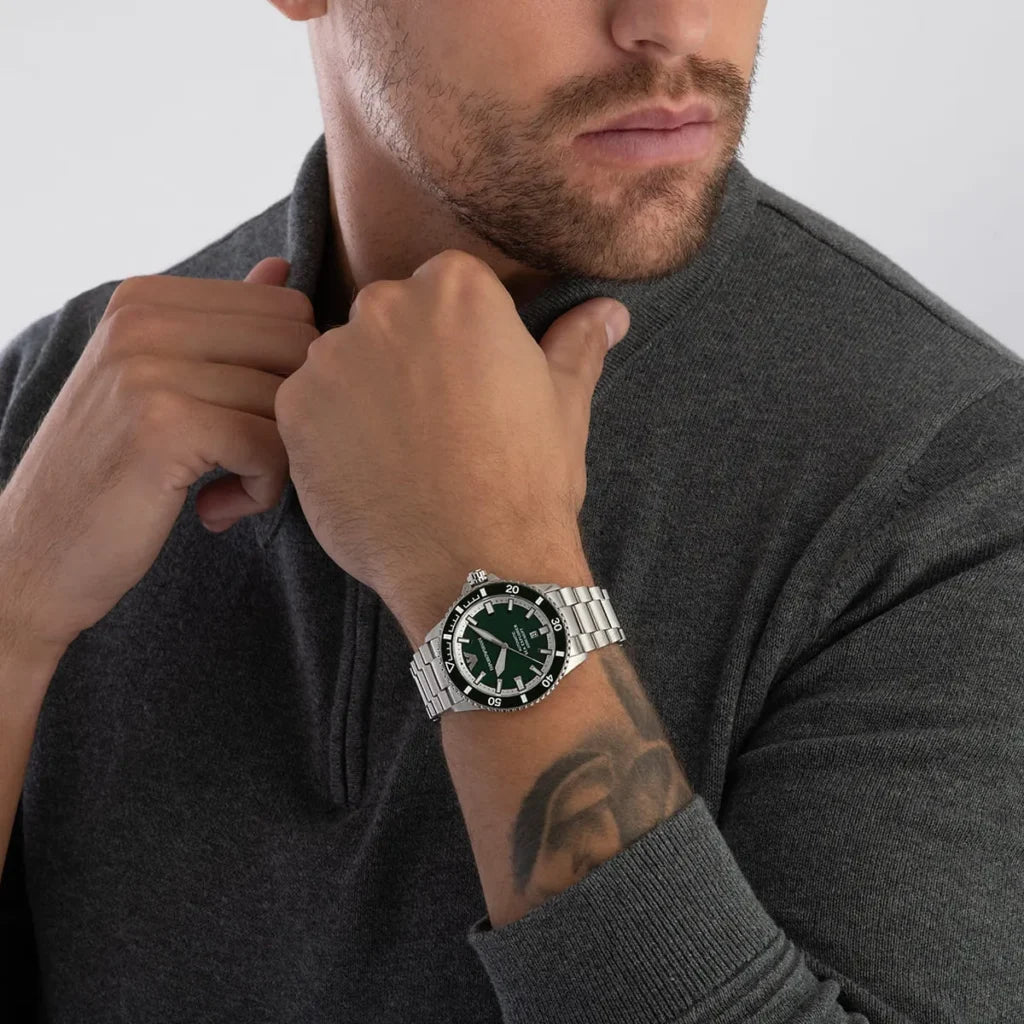 Emporio Armani Men’s Automatic Silver Stainless Steel Green Dial 42mm Watch AR60080