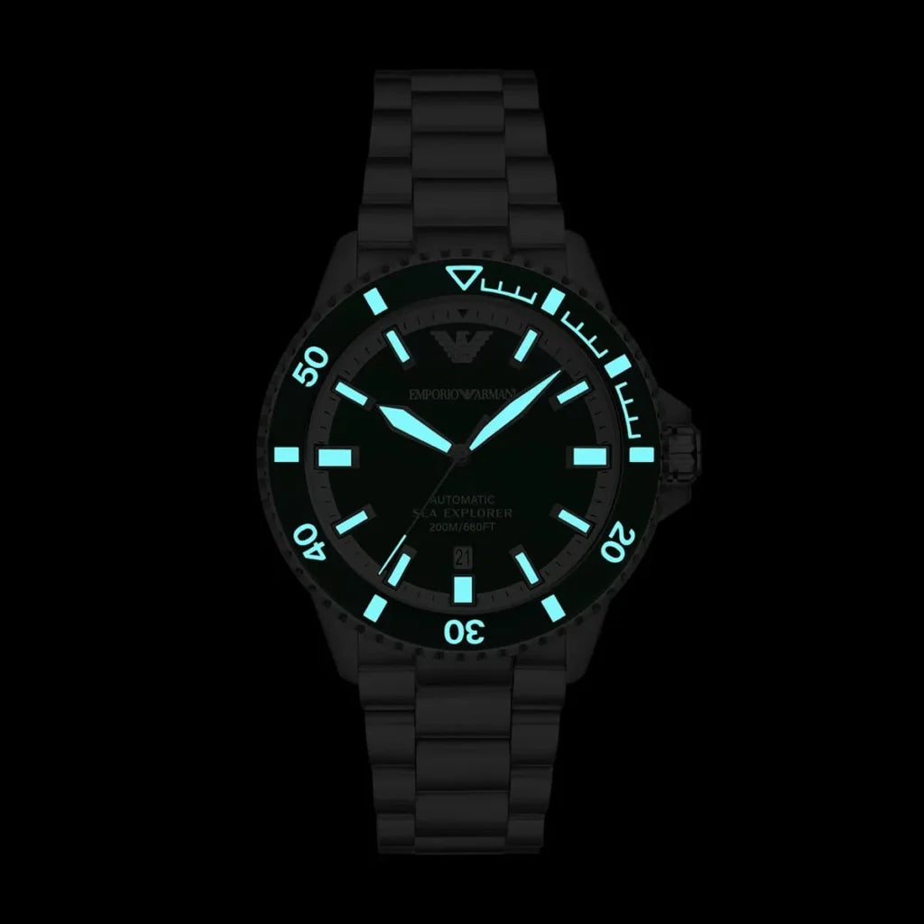 Emporio Armani Men’s Automatic Silver Stainless Steel Green Dial 42mm Watch AR60080