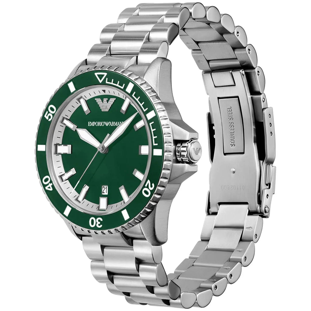 Emporio Armani Men’s Automatic Silver Stainless Steel Green Dial 42mm Watch AR60080