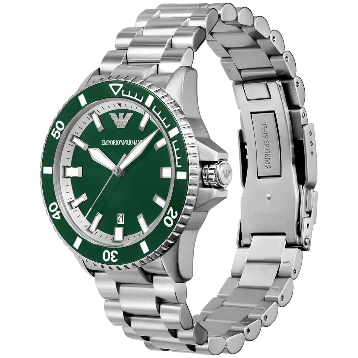 Emporio Armani Men’s Automatic Silver Stainless Steel Green Dial 42mm Watch AR60080