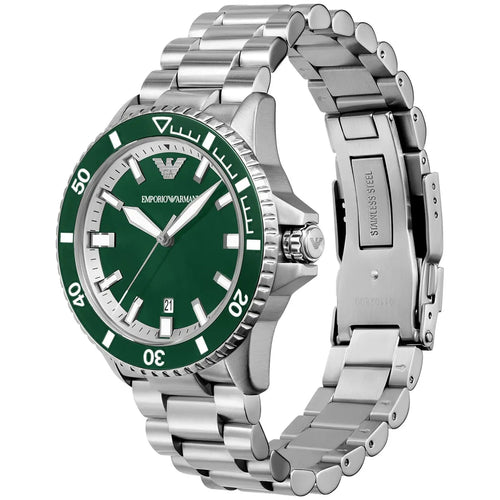 Emporio Armani Men’s Automatic Silver Stainless Steel Green Dial 42mm Watch AR60080