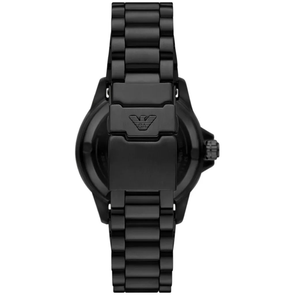 Emporio Armani Men’s Automatic Black Stainless Steel Ice Blue Dial 42mm Watch AR60084