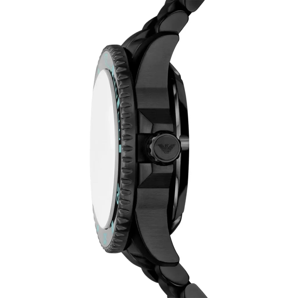 Emporio Armani Men’s Automatic Black Stainless Steel Ice Blue Dial 42mm Watch AR60084
