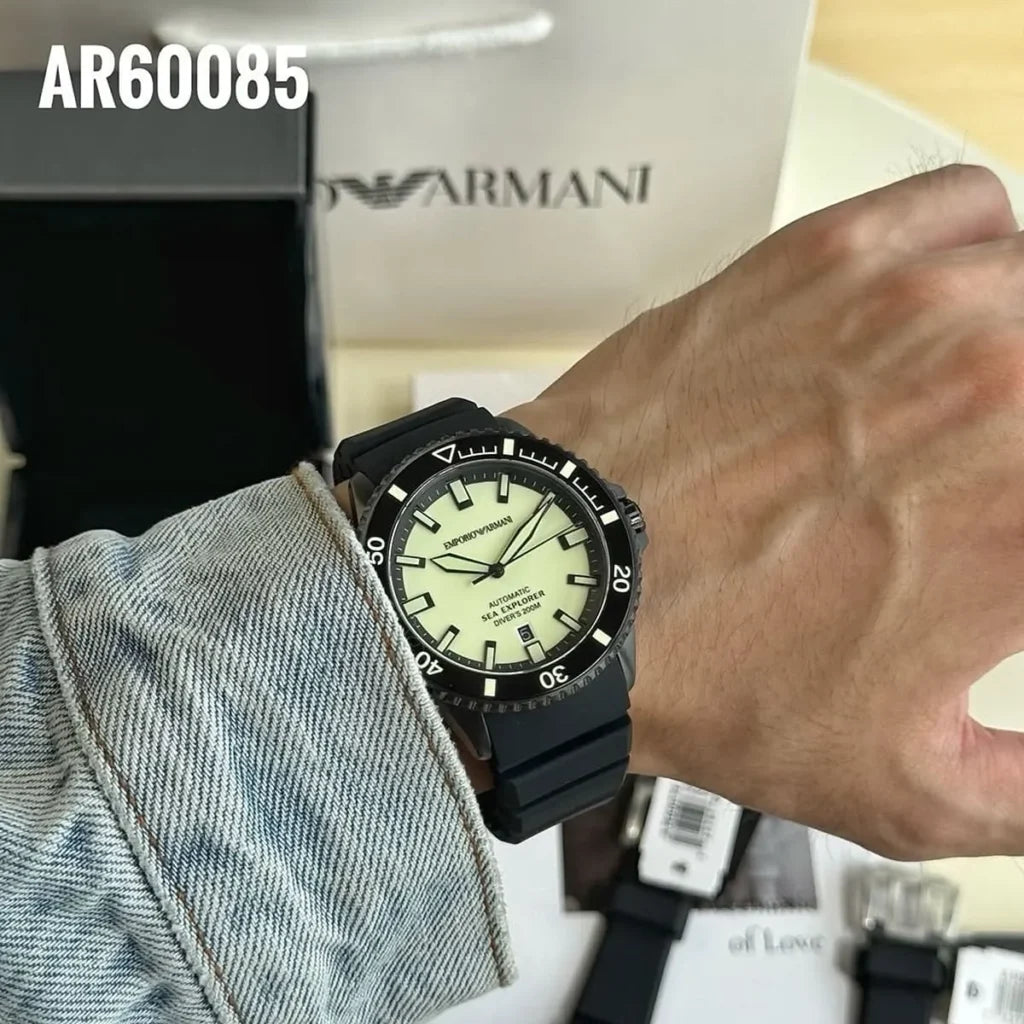 Emporio Armani Men’s Automatic Sea Explorer Yellow Dial Men's 42mm Watch AR60085