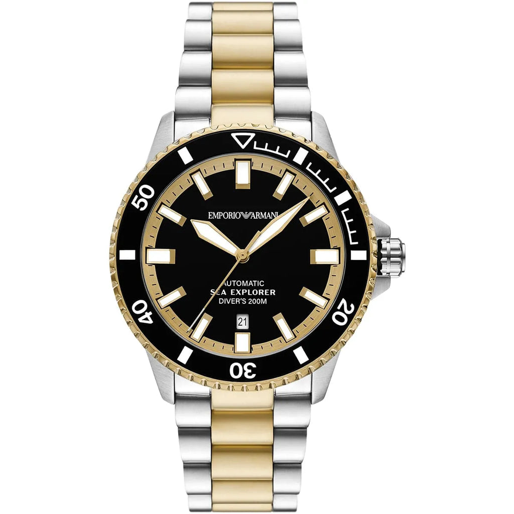 Emporio Armani Men’s Automatic Two-Tone Stainless Steel Black Dial 42mm Watch AR60089