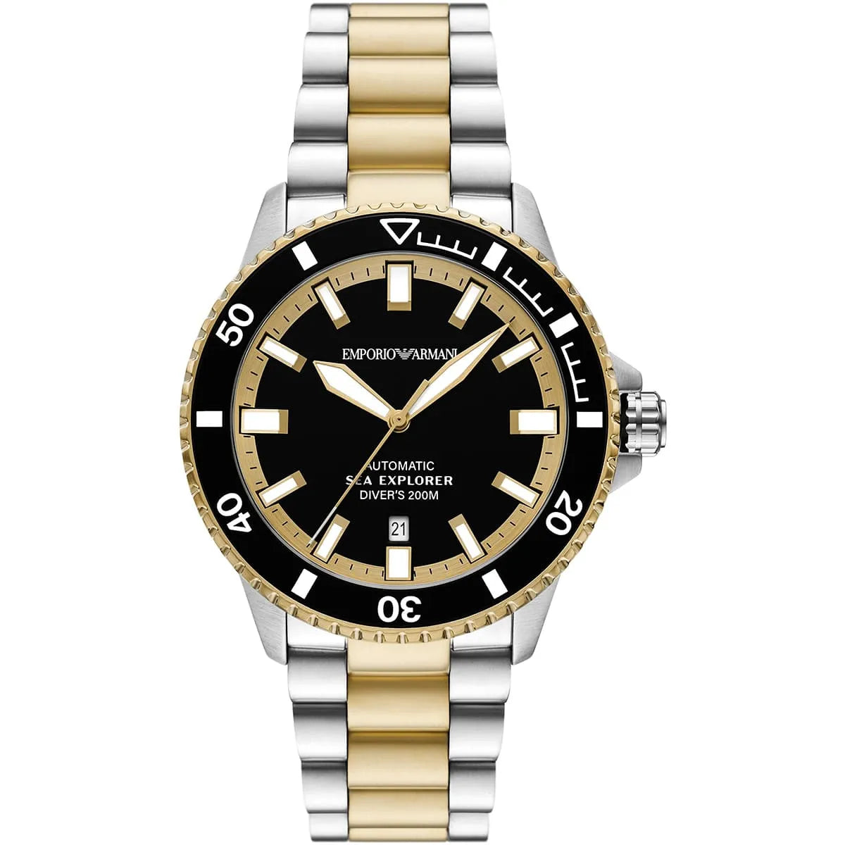 Emporio Armani Men’s Automatic Two-Tone Stainless Steel Black Dial 42mm Watch AR60089