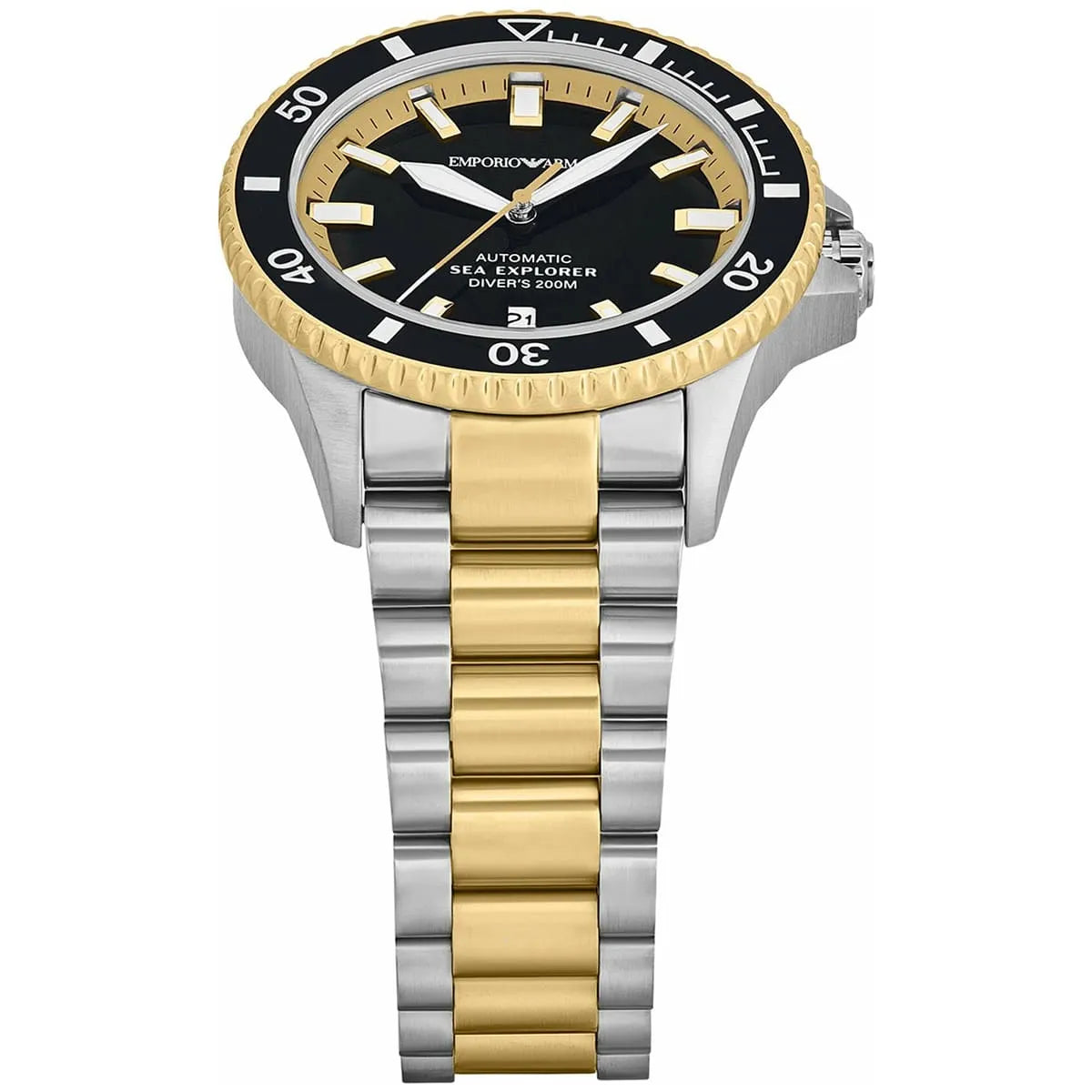 Emporio Armani Men’s Automatic Two-Tone Stainless Steel Black Dial 42mm Watch AR60089