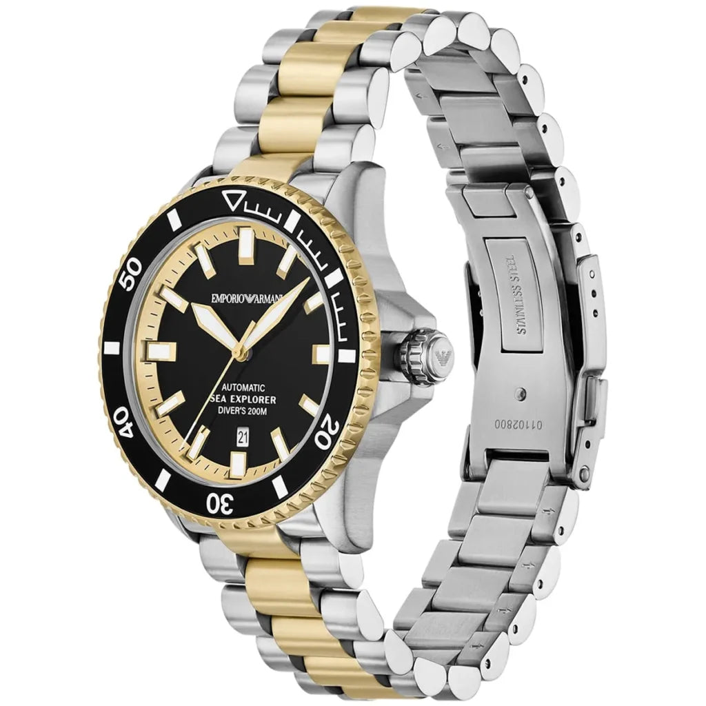 Emporio Armani Men’s Automatic Two-Tone Stainless Steel Black Dial 42mm Watch AR60089