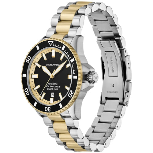 Emporio Armani Men’s Automatic Two-Tone Stainless Steel Black Dial 42mm Watch AR60089