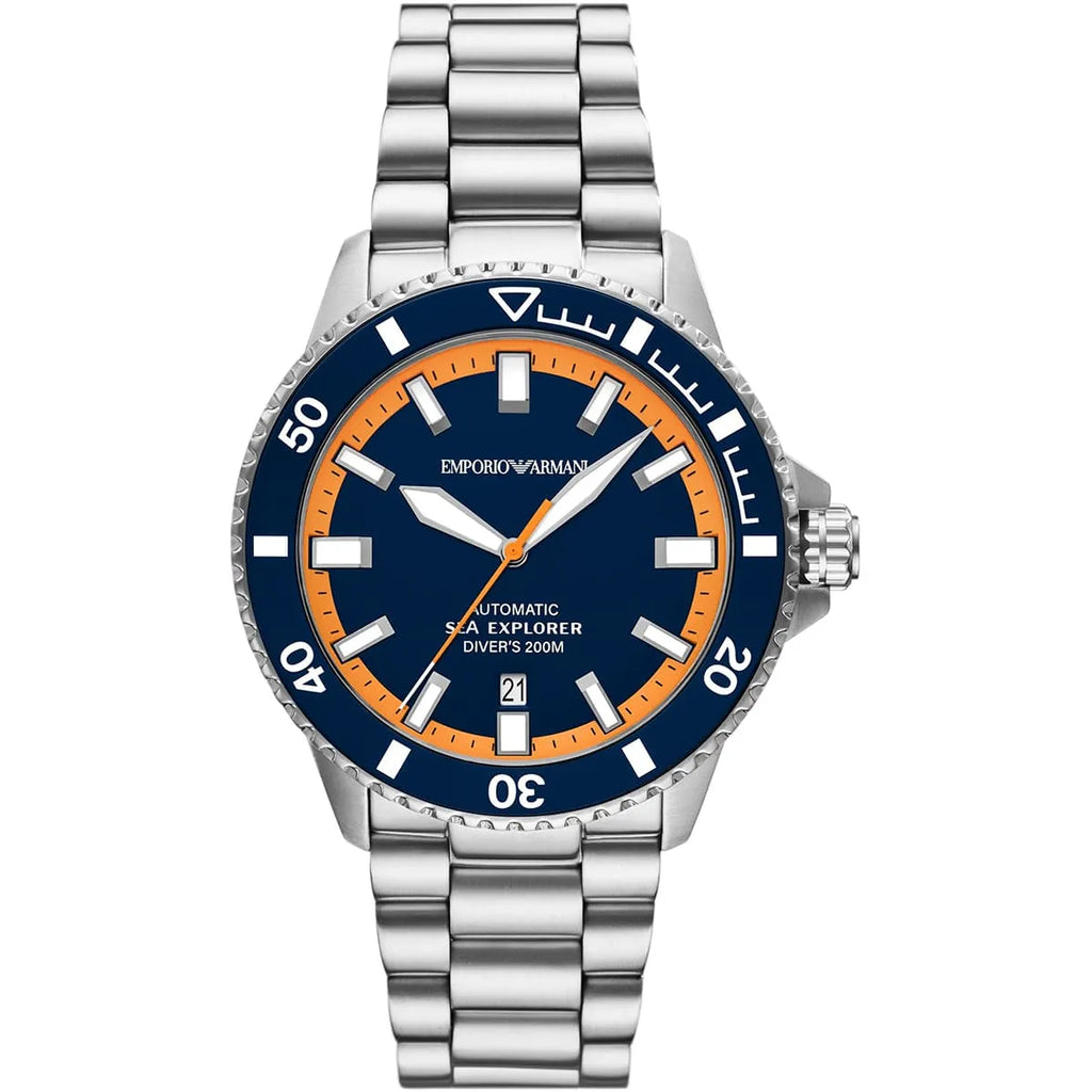 Emporio Armani Men’s Automatic Silver Stainless Steel Blue Dial 42mm Watch AR60090