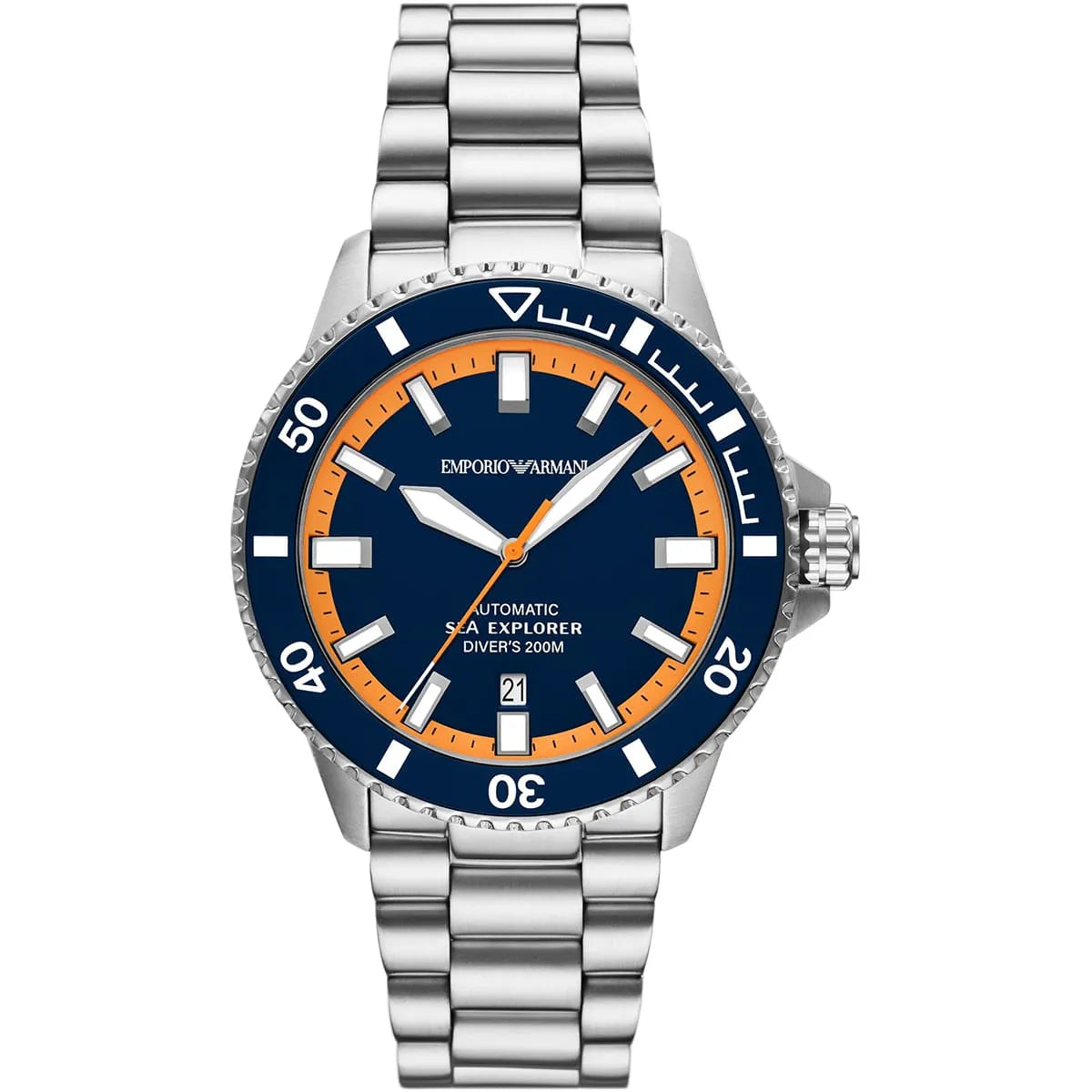 Emporio Armani Men’s Automatic Silver Stainless Steel Blue Dial 42mm Watch AR60090
