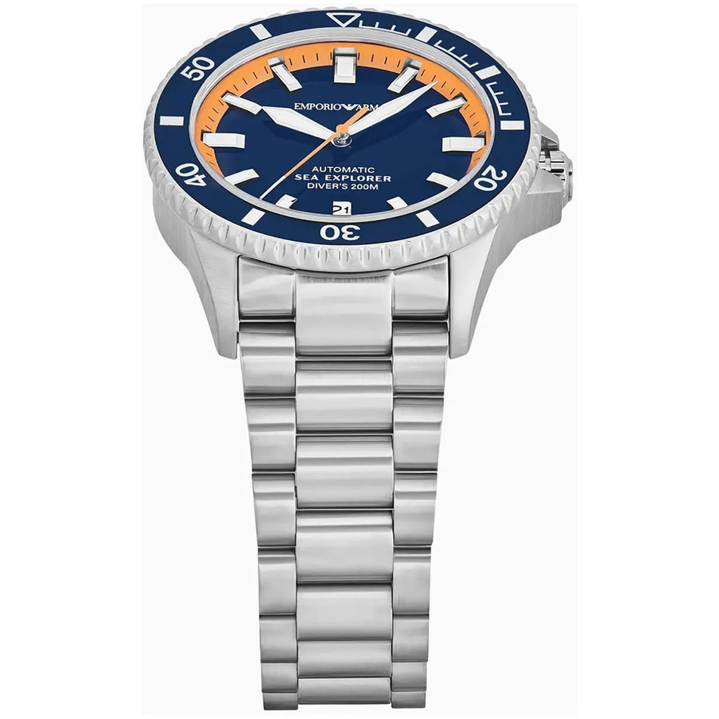 Emporio Armani Men’s Automatic Silver Stainless Steel Blue Dial 42mm Watch AR60090