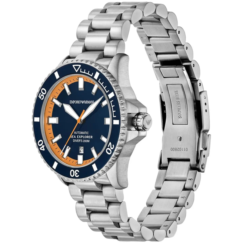 Emporio Armani Men’s Automatic Silver Stainless Steel Blue Dial 42mm Watch AR60090