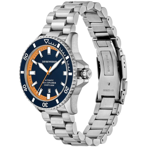 Emporio Armani Men’s Automatic Silver Stainless Steel Blue Dial 42mm Watch AR60090
