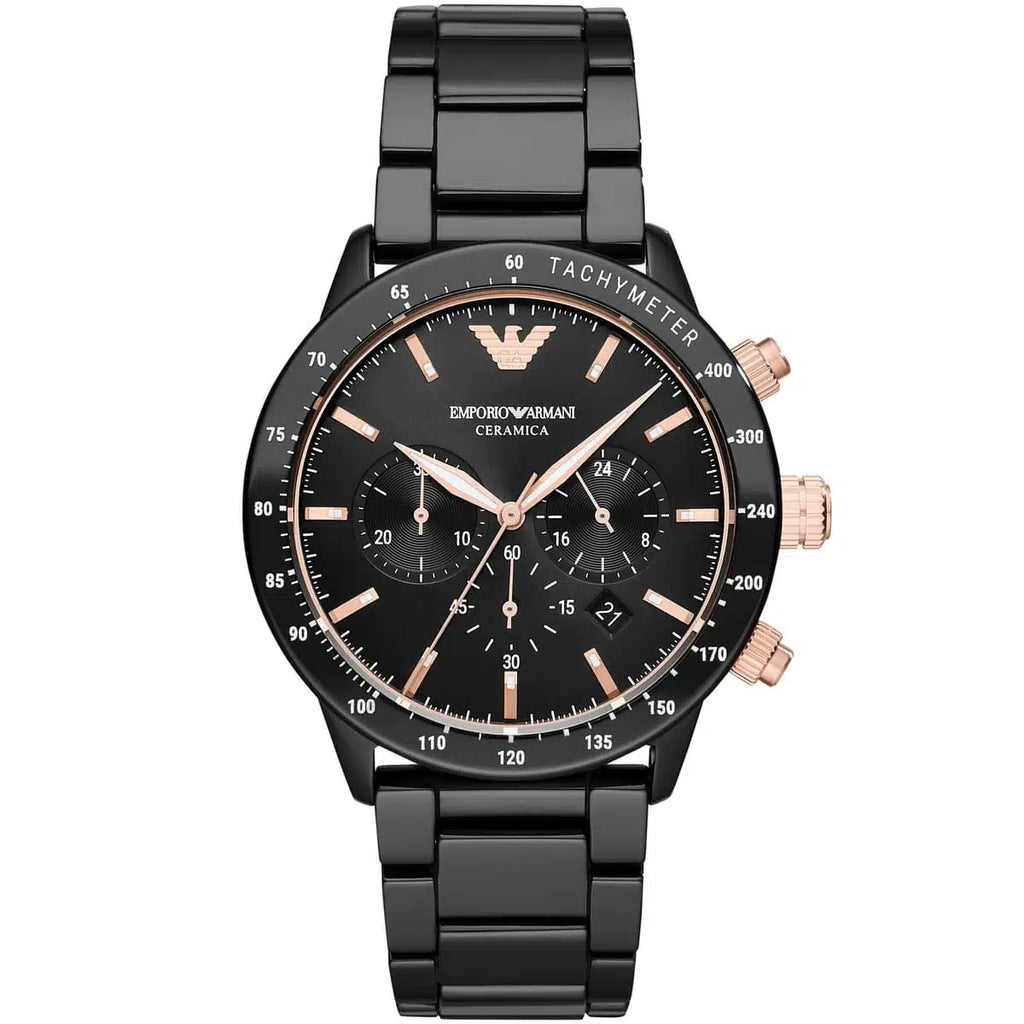 Emporio Armani Men’s Quartz Black Ceramic Black Dial 43mm Watch AR70002