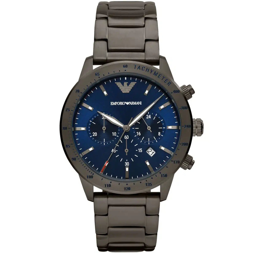 Emporio Armani Men’s Analogue Quartz Chronograph Blue Dial Stainless Steel 44mm Watch AR80045