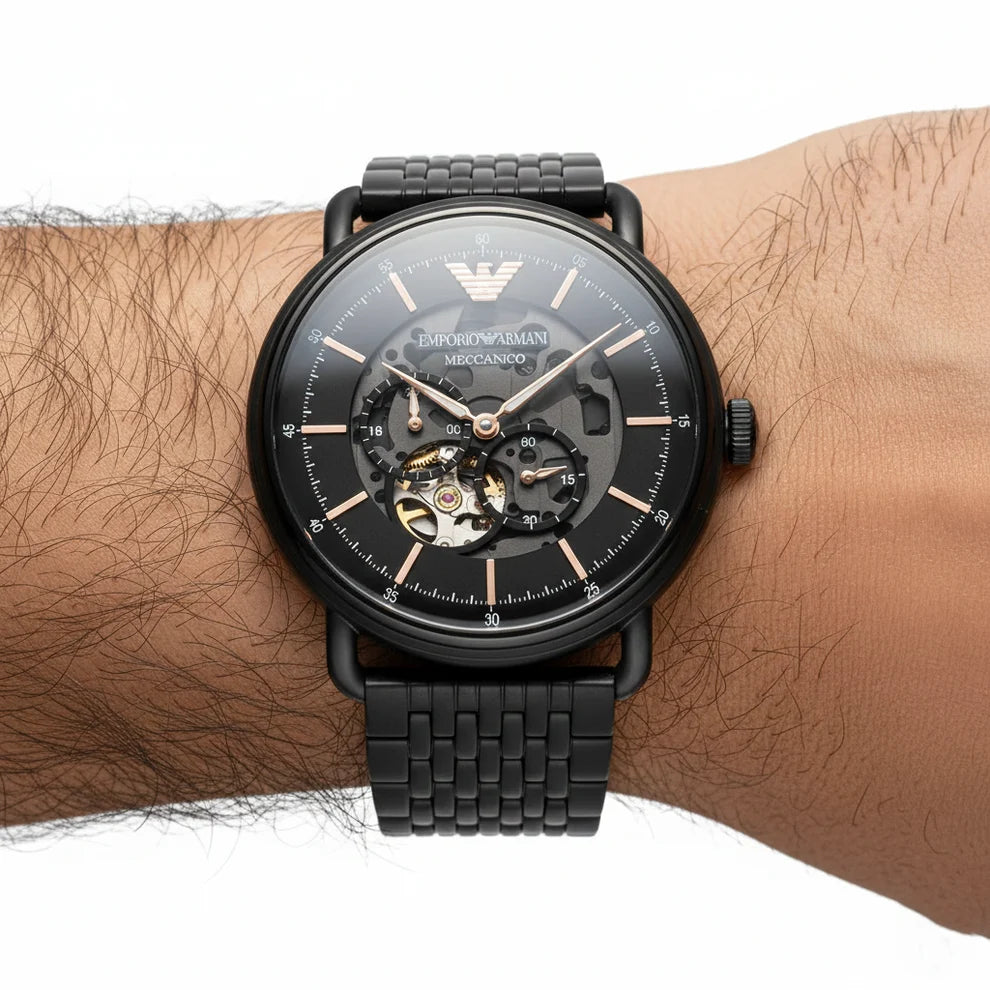 Emporio Armani Men’s Automatic Stainless Steel Black Dial 43mm Watch AR60025