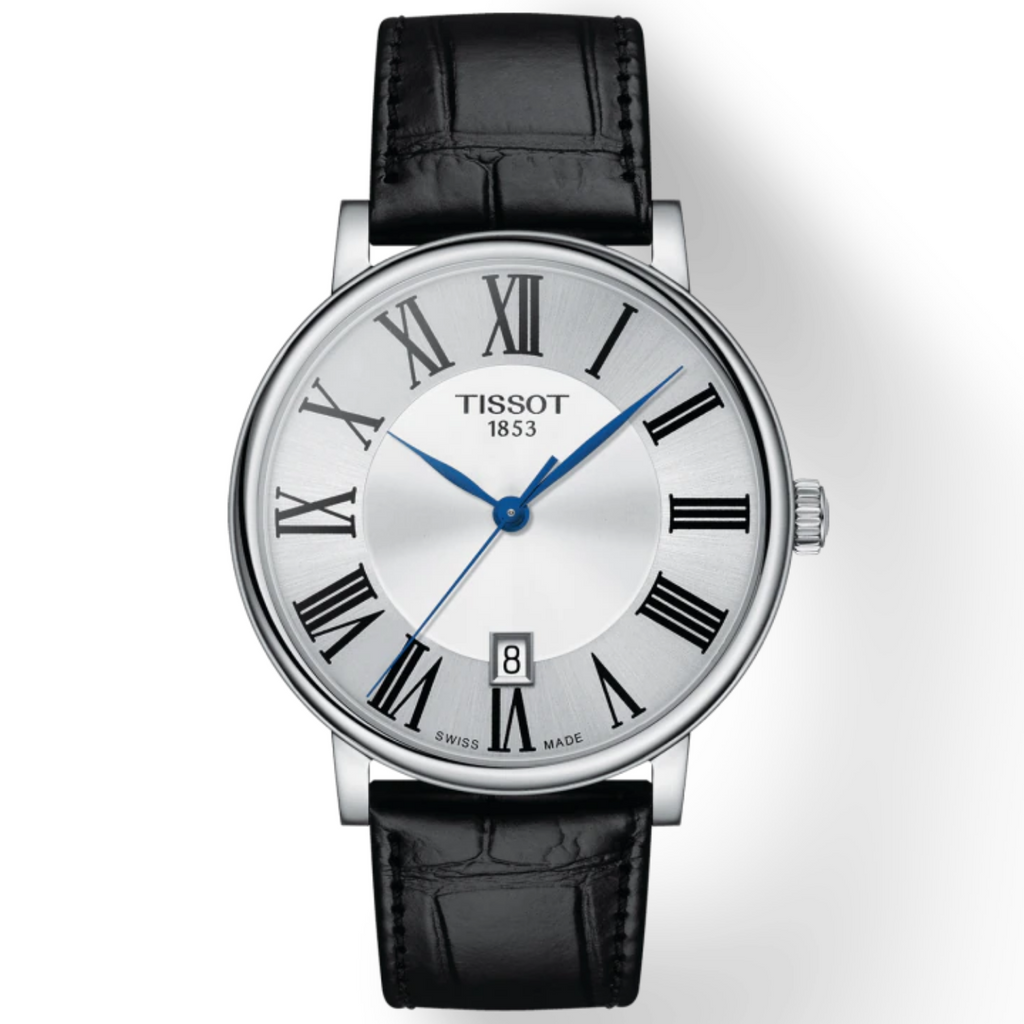 TISSOT Men’s Quartz Swiss Made Black Leather Strap Silver Dial 40mm Watch T122.410.16.033.00