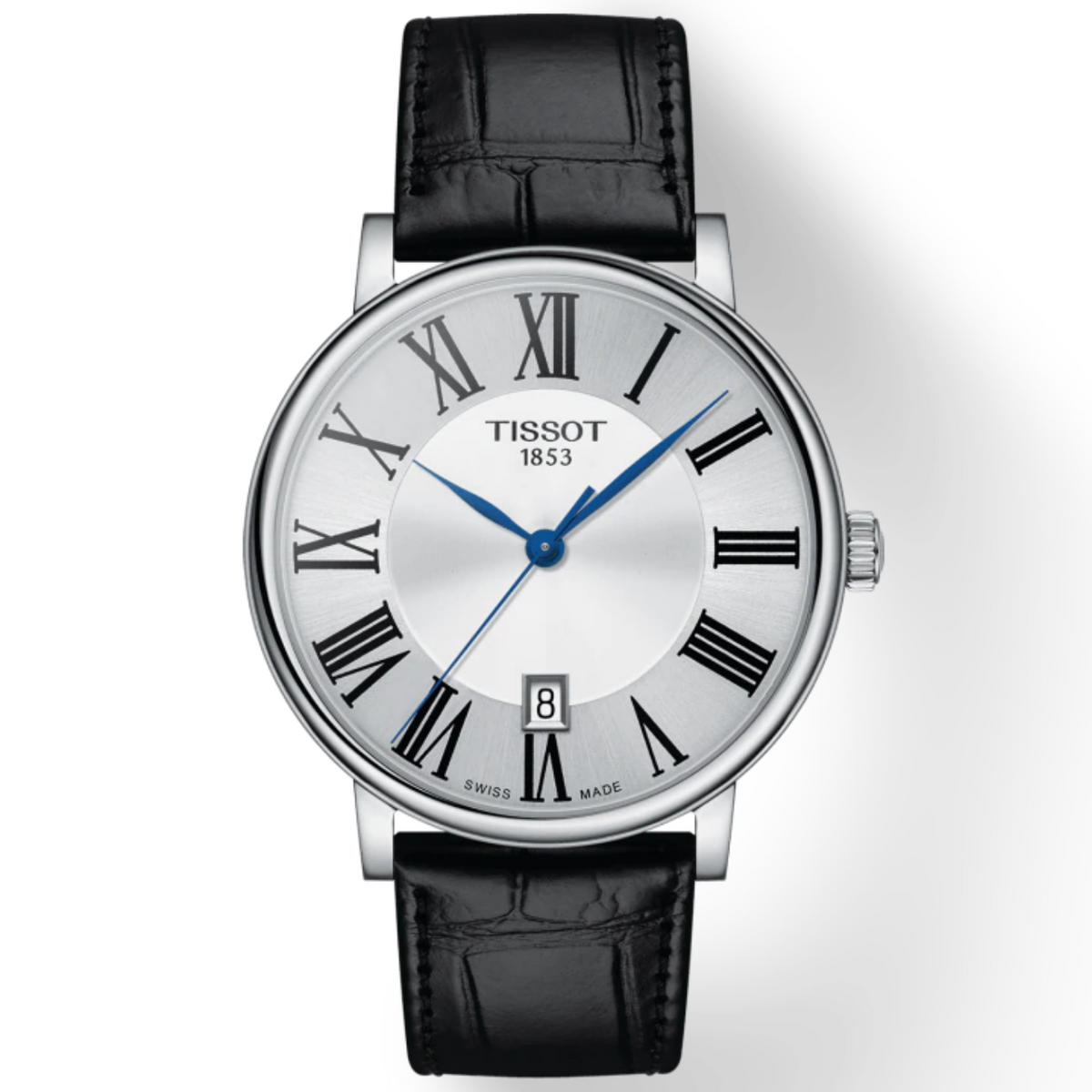 TISSOT Men’s Quartz Swiss Made Black Leather Strap Silver Dial 40mm Watch T122.410.16.033.00