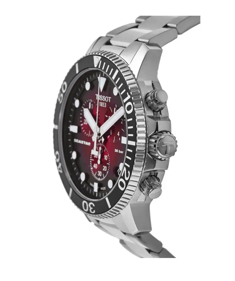 TISSOT Seastar Men’s Quartz Swiss Made Stainless Steel Red Gradient Dial 45mm Watch T120.417.11.421.00