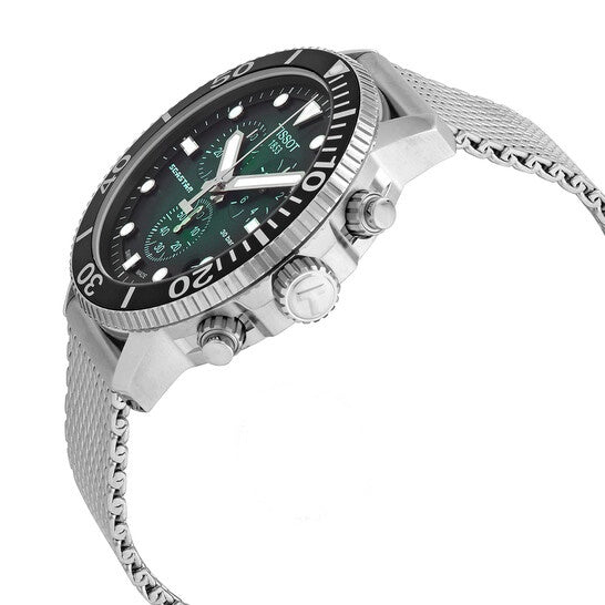 TISSOT Seastar 1000 Men’s Chronograph Quartz Swiss Made Stainless Steel Green Gradient Dial 45mm Watch T120.417.11.091.00