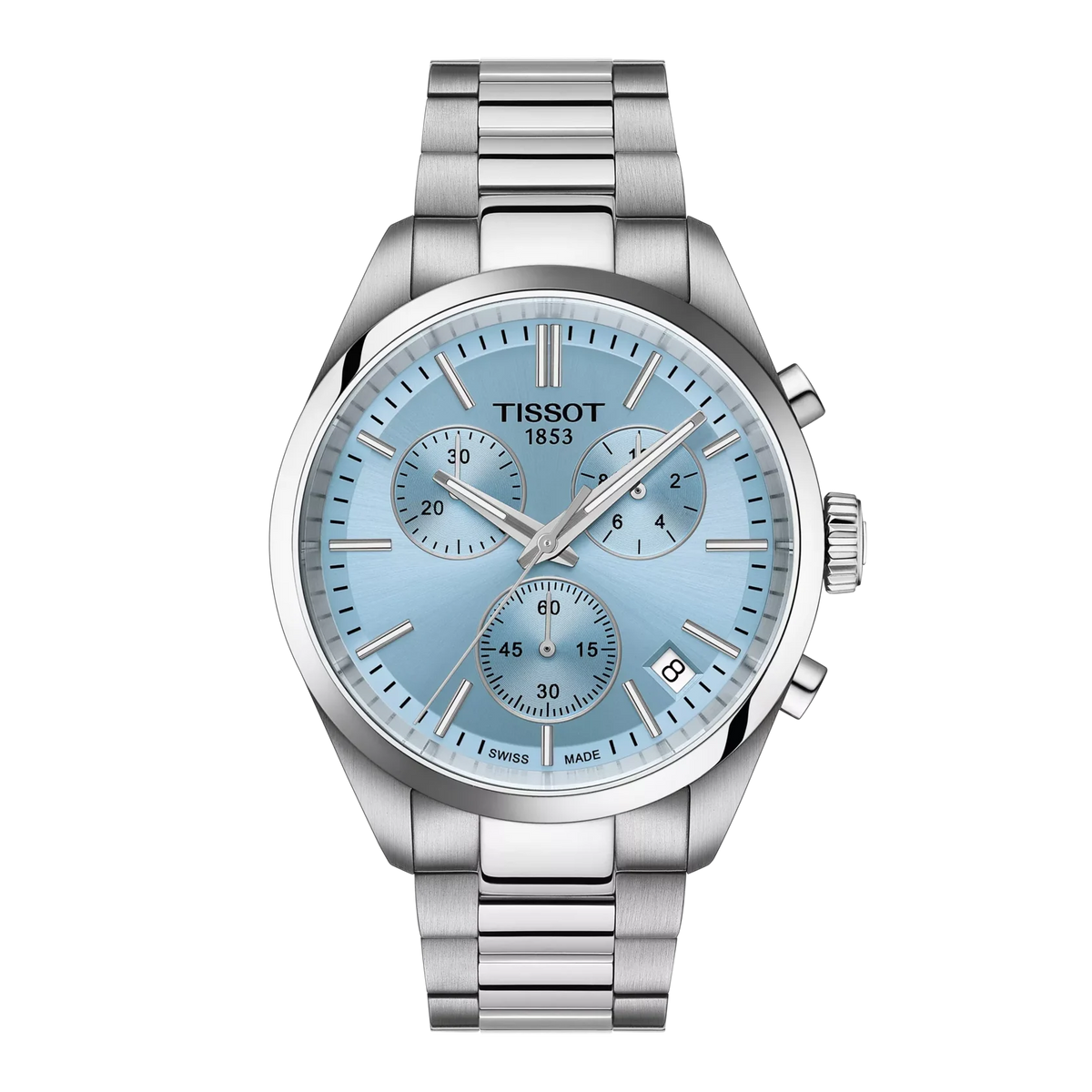 TISSOT Men’s Quartz Swiss Made Silver Stainless Steel Ice Blue Dial 40mm Watch T150.417.11.351.00