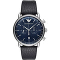 Emporio Armani Men’s Chronograph Quartz Leather Strap Blue Dial 43mm Watch AR11105
