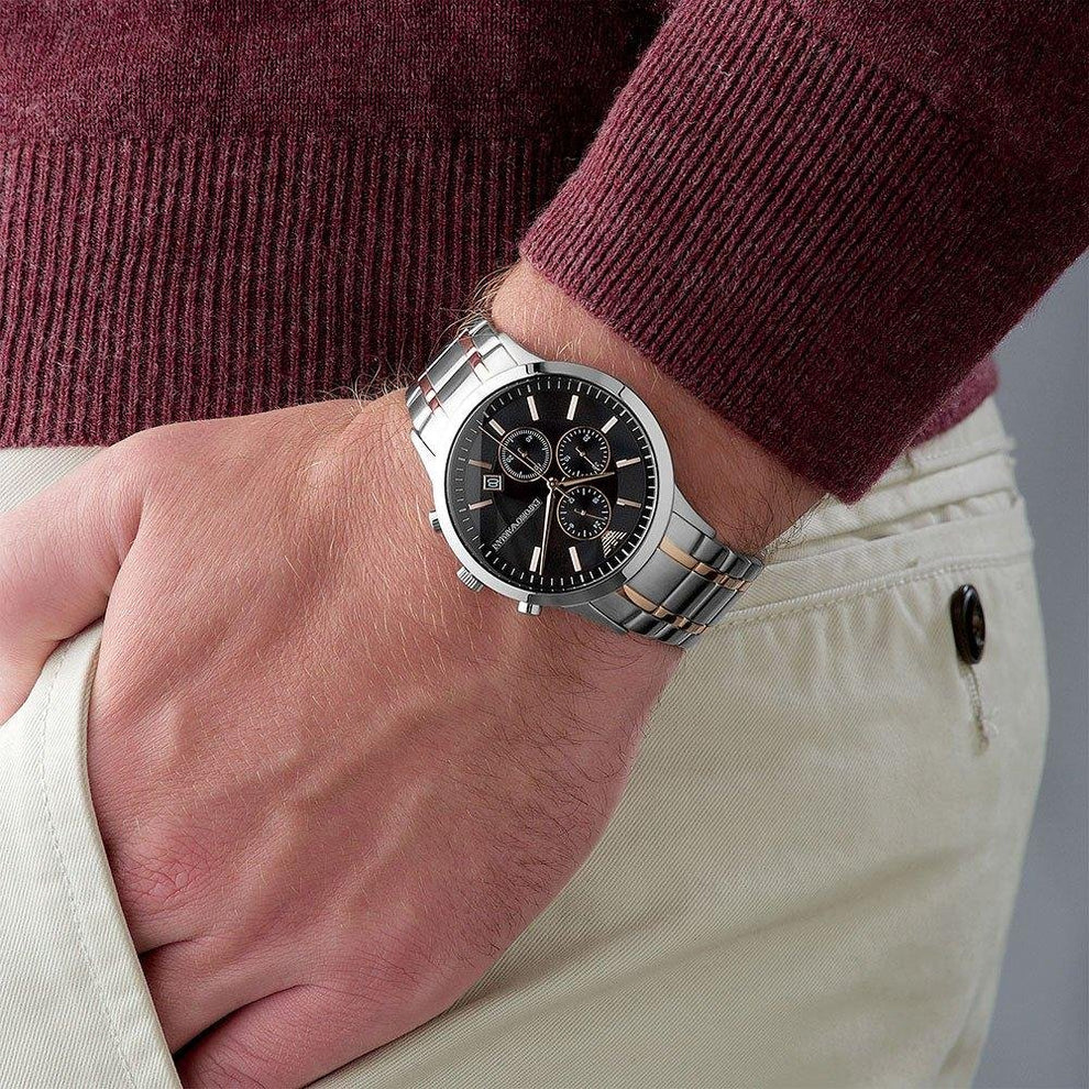 Emporio Armani Men’s Analogue Quartz Stainless Steel Black Dial 43mm Watch AR11165
