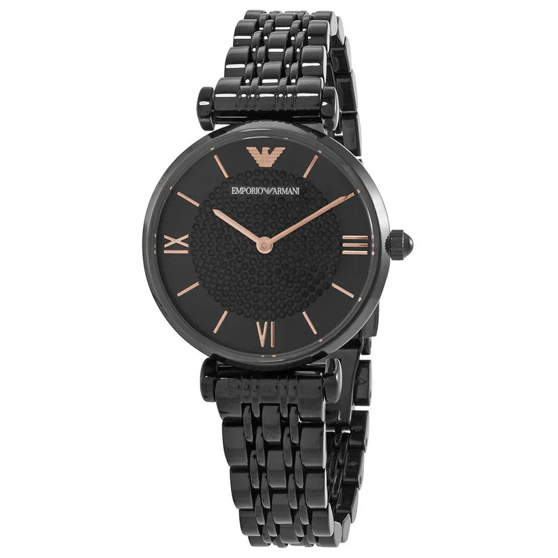 Emporio Armani Women’s Analog Stainless Steel Black Dial 32mm Watch AR11245