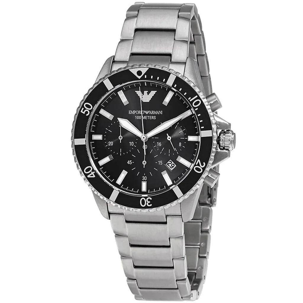 Emporio Armani Men’s Quartz Stainless Steel Black Dial 43mm Watch AR11360