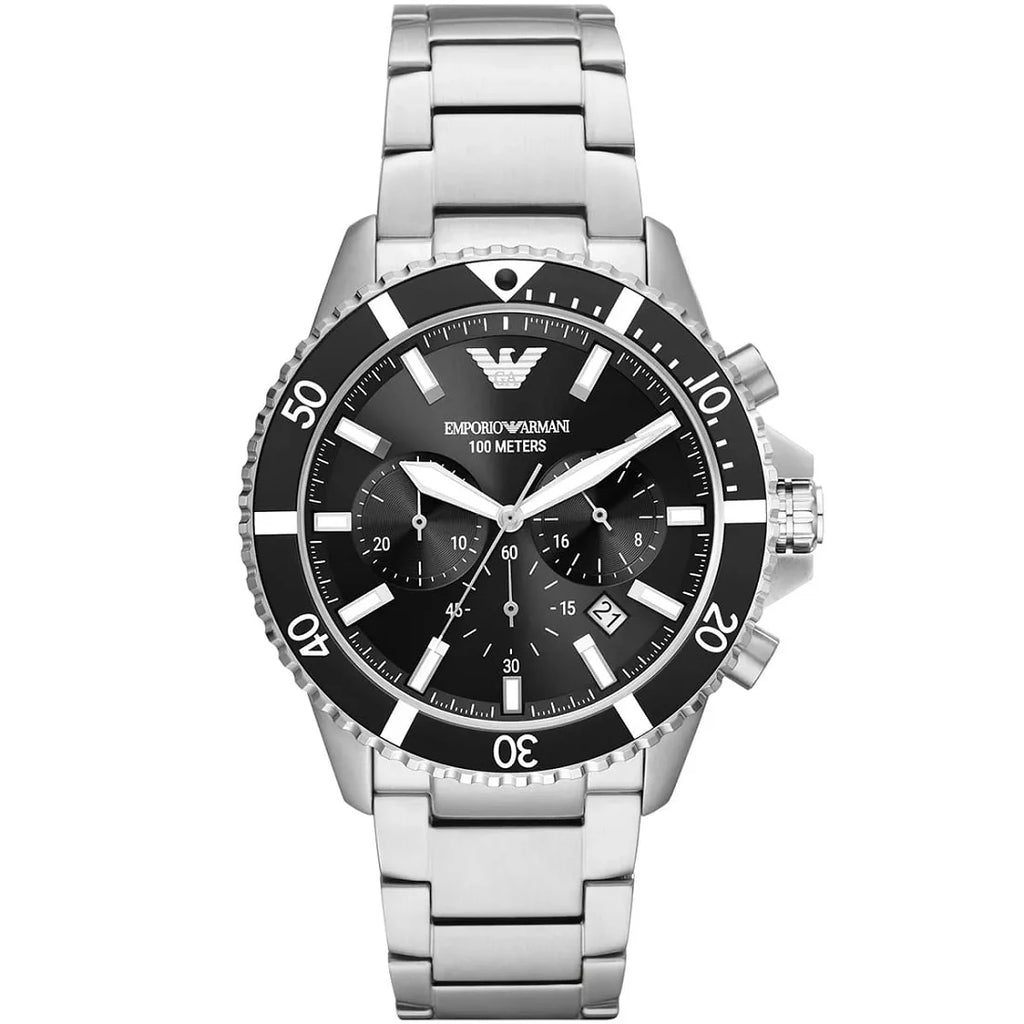 Emporio Armani Men’s Quartz Stainless Steel Black Dial 43mm Watch AR11360