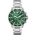 Emporio Armani Men’s Quartz Silver Stainless Steel Green Dial 43mm Watch AR11500