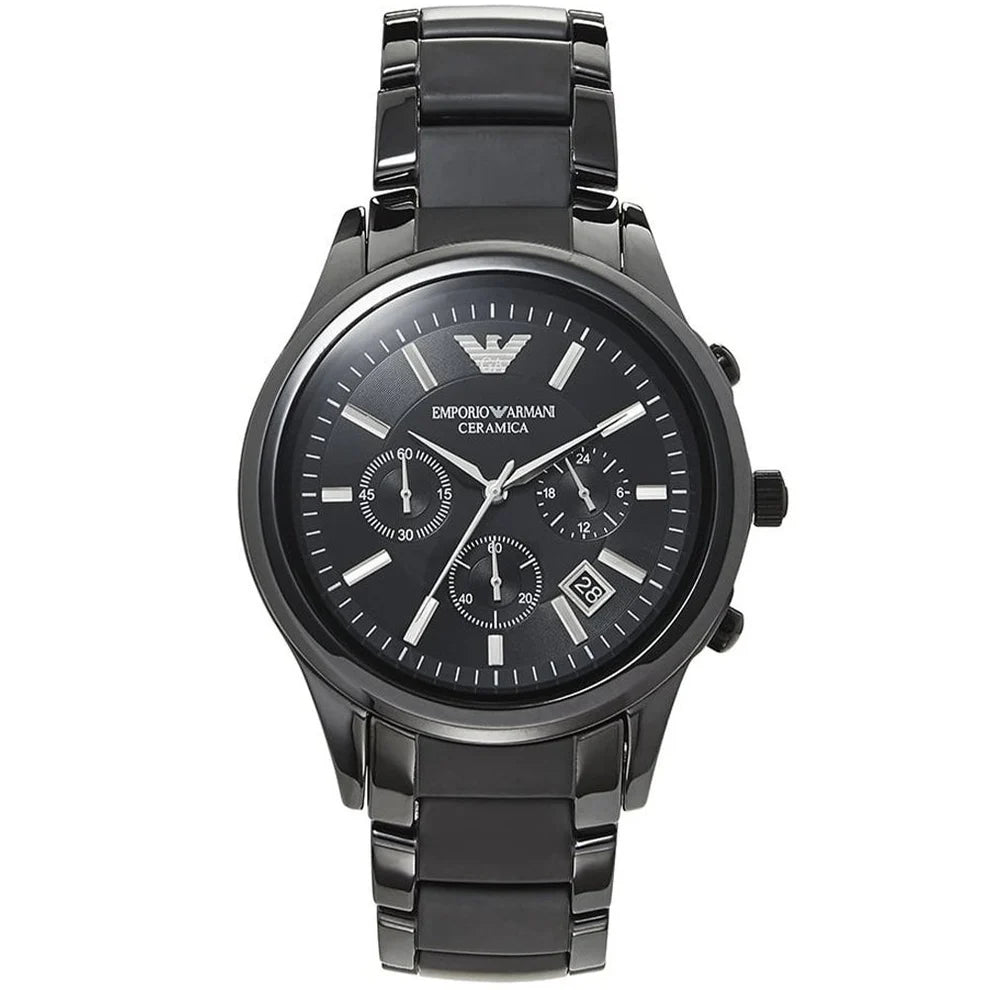 Emporio Armani Men’s Chronograph Quartz Stainless Steel Black Dial 43mm Watch AR1452