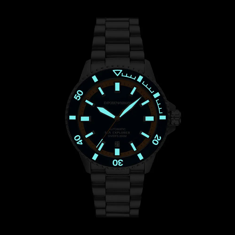 Emporio Armani Men’s Automatic Silver Stainless Steel Blue Dial 42mm Watch AR60090