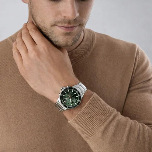 Emporio Armani Men’s Quartz Silver Stainless Steel Green Dial 43mm Watch AR11500