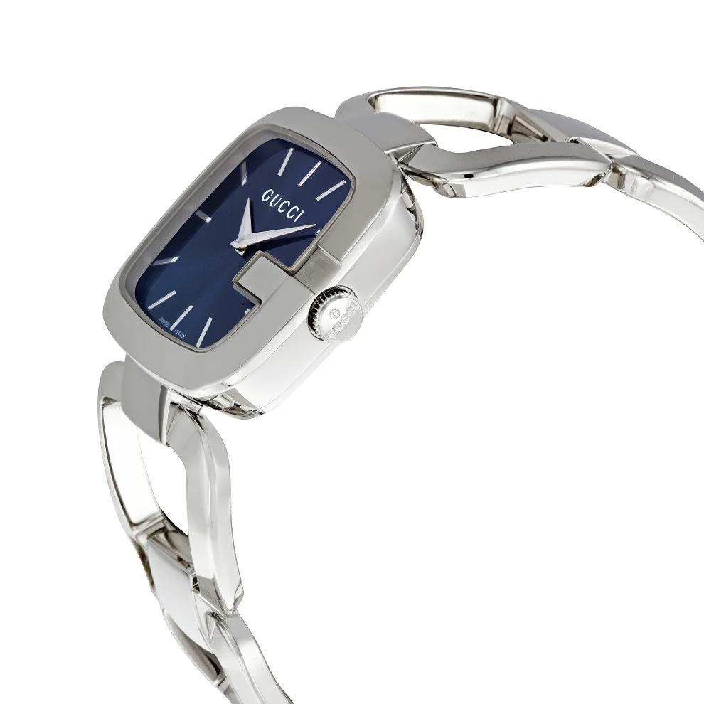 Gucci Women’s Swiss Made Quartz Silver Stainless Steel Blue Dial 25mm Watch YA125405