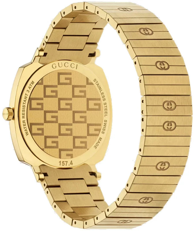Gucci Men’s Swiss Made Quartz Gold Stainless Steel White Dial 38mm Watch YA157409
