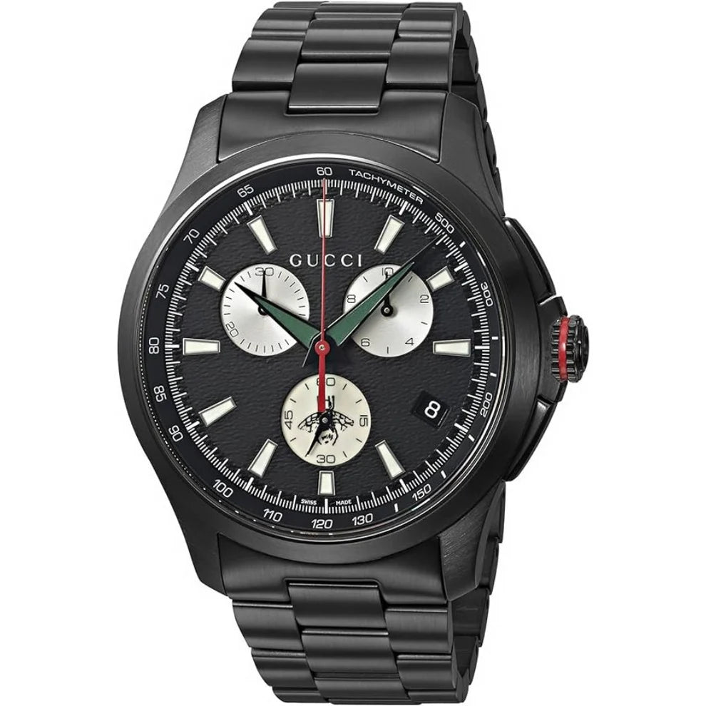 Gucci Men’s Swiss Made Quartz Black Stainless Steel Black Dial 44mm Watch YA126268