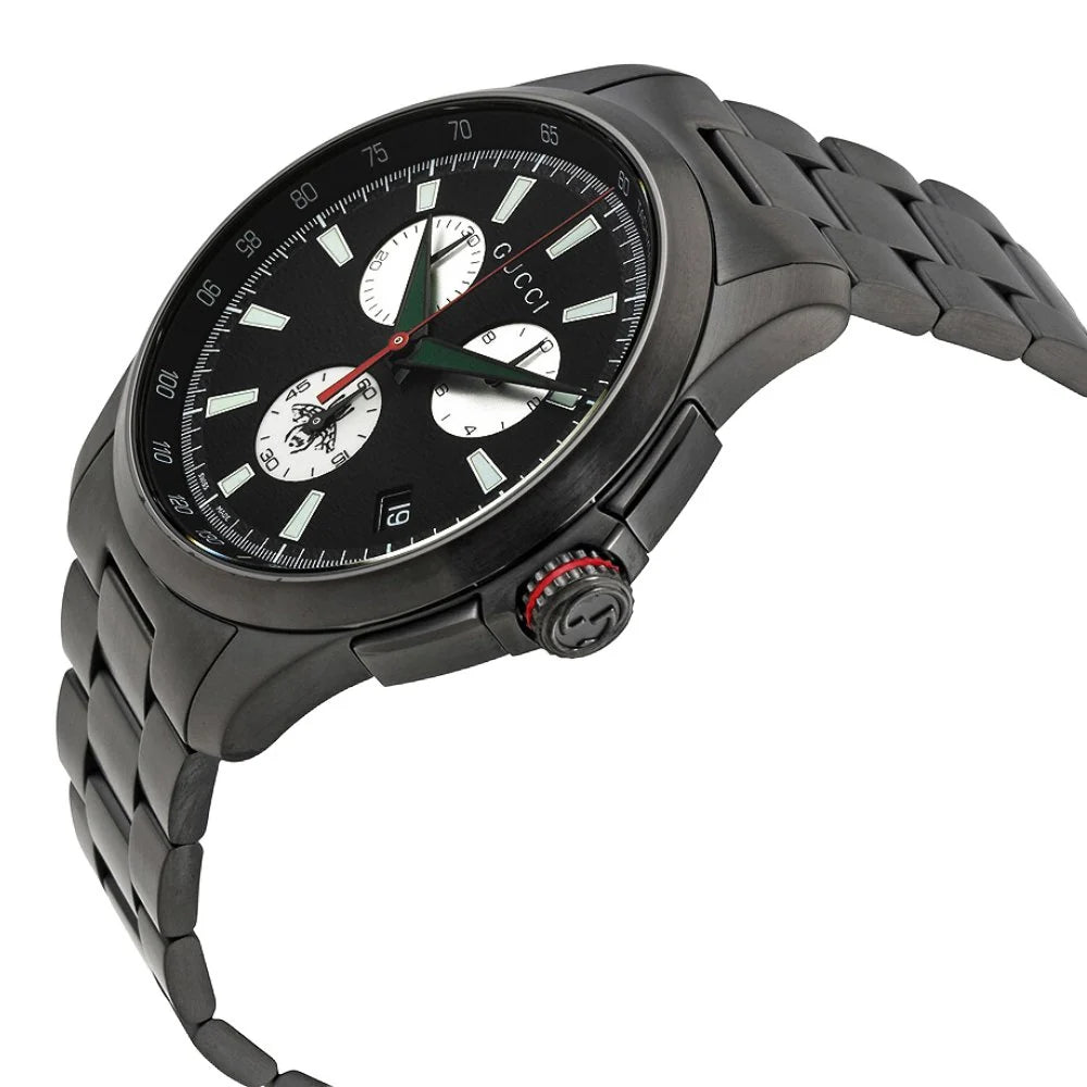 Gucci Men’s Swiss Made Quartz Black Stainless Steel Black Dial 44mm Watch YA126268