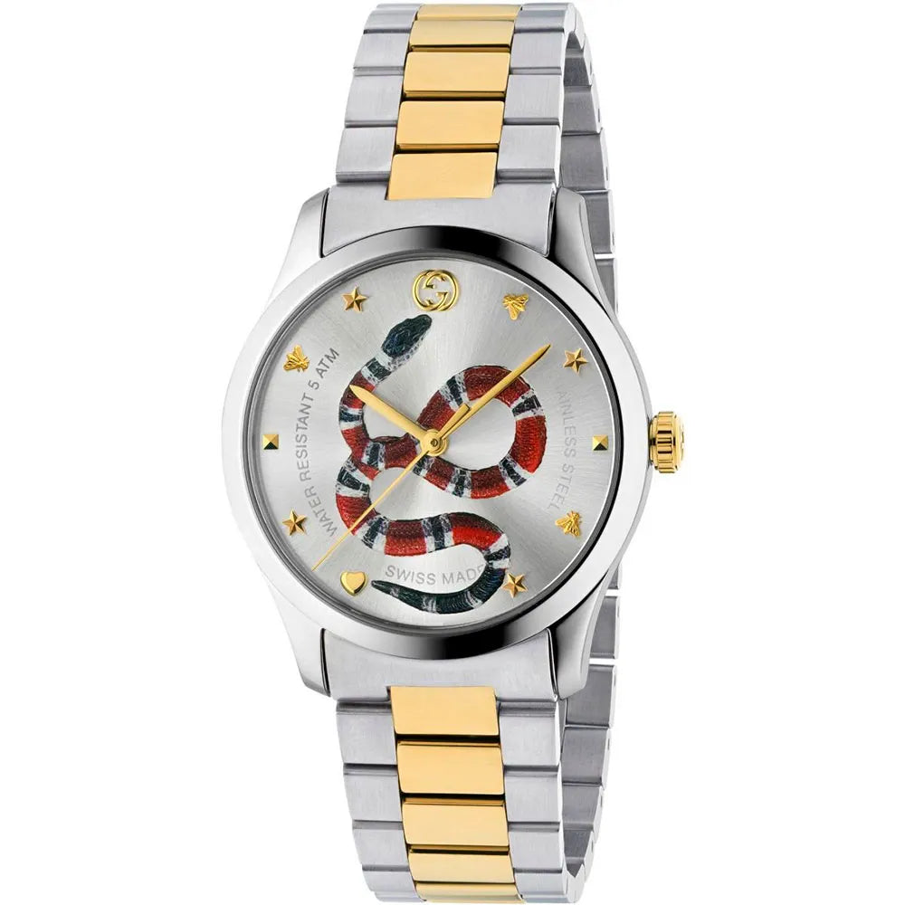 Gucci Unisex Swiss Made Quartz Stainless Steel Silver Dial 38mm Watch YA1264075