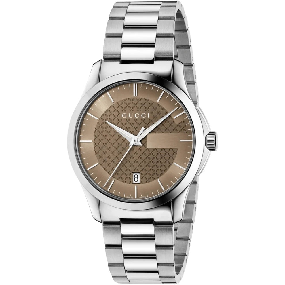 Gucci Men’s Quartz Stainless Steel Brown Dial 38mm Watch YA126445