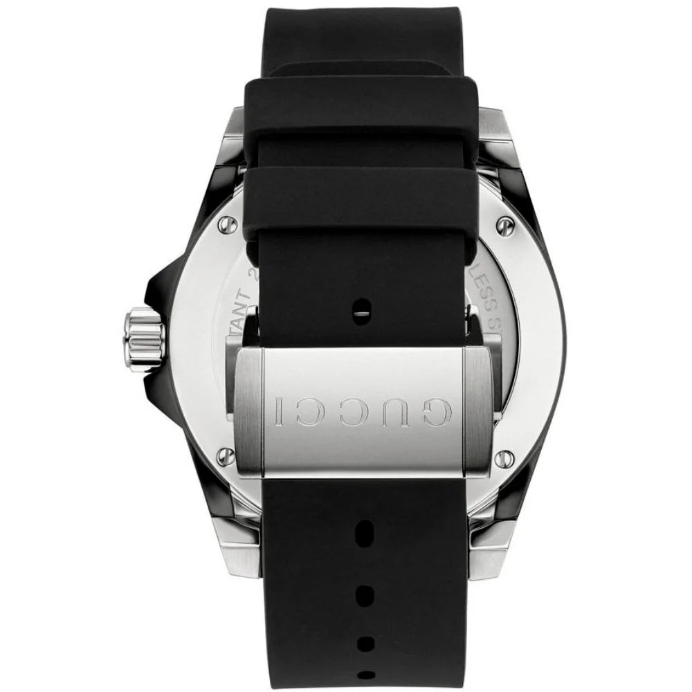 Gucci Men’s Swiss Made Quartz Black Silicone Strap Black Dial 45mm Watch YA136204