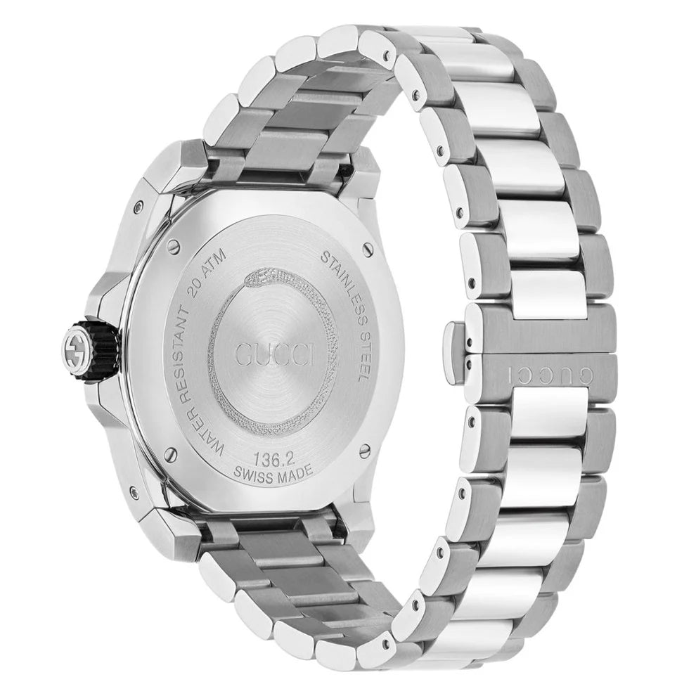 Gucci Men’s Swiss Made Quartz Stainless Steel Black Dial 45mm Watch YA136218