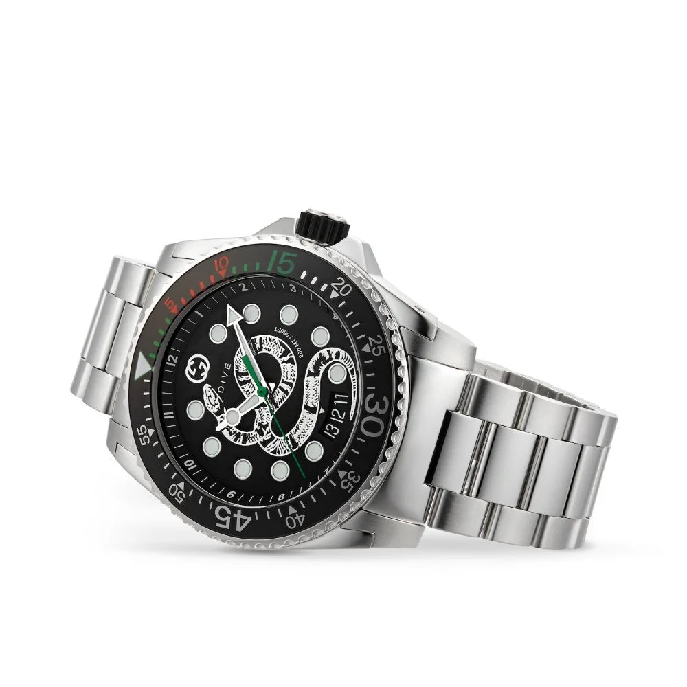 Gucci Men’s Swiss Made Quartz Stainless Steel Black Dial 45mm Watch YA136218