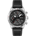 Hugo Boss Men’s Quartz Leather Strap Black Dial 44mm Watch 1513853