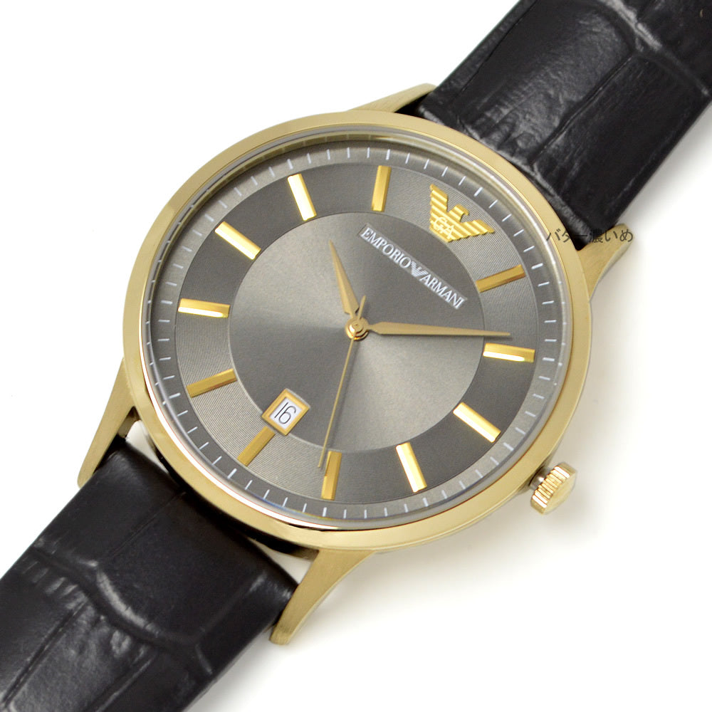 Emporio Armani Men’s Quartz Leather Strap Grey Dial 43mm Watch AR11049